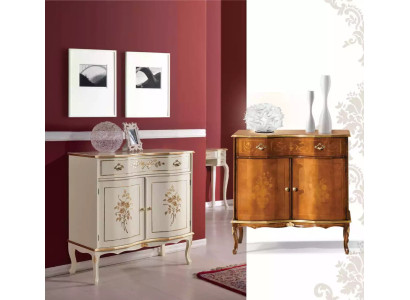 Luxurious White Sideboard with Drawers Furniture Wooden Cabinet Lamp Lamps