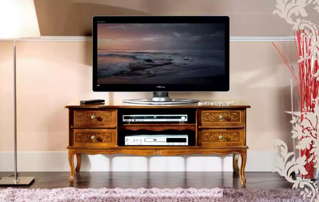 Classic r brown TV cabinet luxury tv wardrobe lowboard drawers wooden furniture