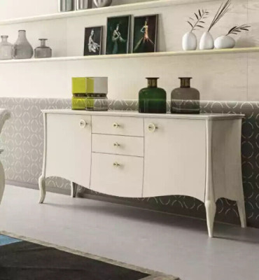 Dining room set white dining table 4x chairs sideboard elegant design new 6 pieces.