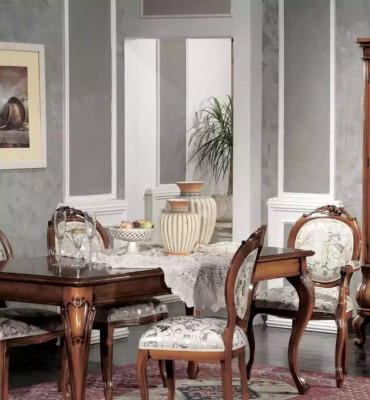 Dining room Furniture Dining table Solid wood 4x Chairs with Armrests Furniture