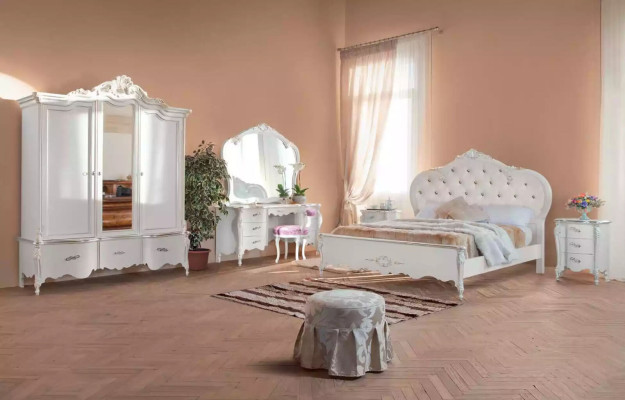 Classic r Solid wood Dressing table Bedroom Furniture Set 2pcs White