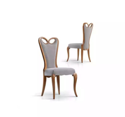Chair without Armrest Dining room Brown Design Textile Luxury Dining room chair