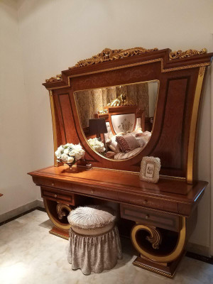 Dressing table + Mirror Luxury Console Decor Chest of drawers Bedroom Baroque