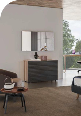 Dressing table Natural Walnut - Matt juta Mirror Bedroom Modern