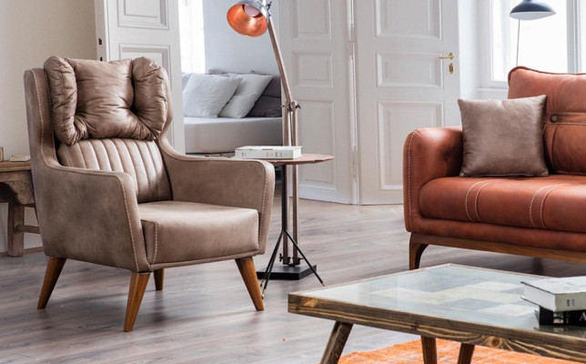 Country house style armchair wing chair relax TV single seater sofa couch