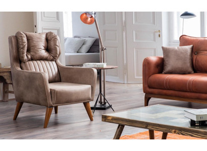 Country house style armchair wing chair relax TV single seater sofa couch