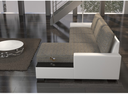 Living landscape Corner sofa Negro Bed function Couch Leather Textile Sofas Sleep