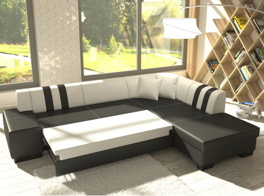 Classic Design Corner sofa Porto II Bed function Couch Textile Sofas Sleep Sofa