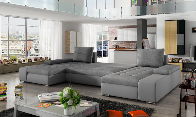 Living landscape Living room Leather Sofa Couch Upholstery Seat Corner sofa Suite