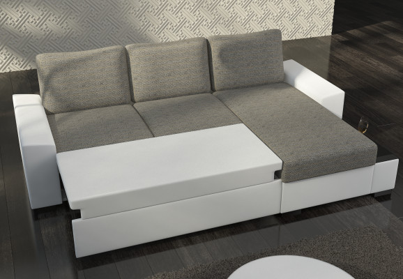 Living landscape Corner sofa Negro Bed function Couch Leather Textile Sofas Sleep