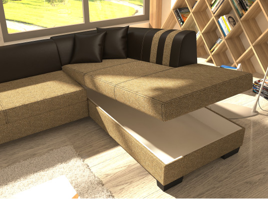 Classic Design Corner sofa Porto II Bed function Couch Textile Sofas Sleep Sofa