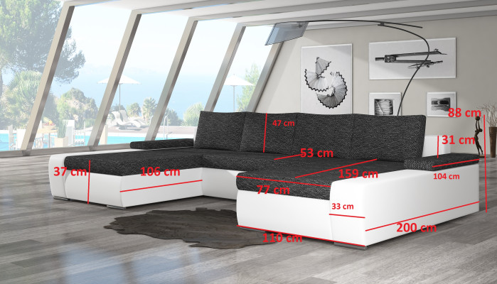 Living landscape Living room Leather Sofa Couch Upholstery Seat Corner sofa Suite
