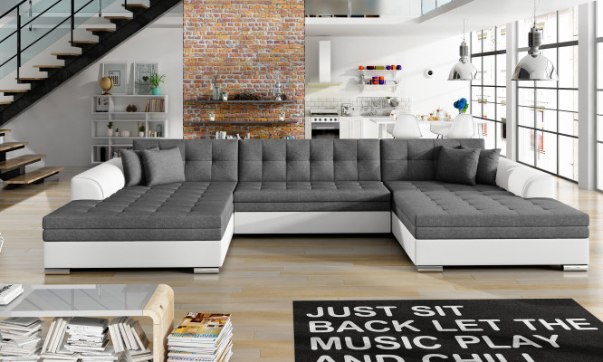 Design Corner sofa Sofa bed Bed function Couch Leather Upholstery Textile Sofas new 1070
