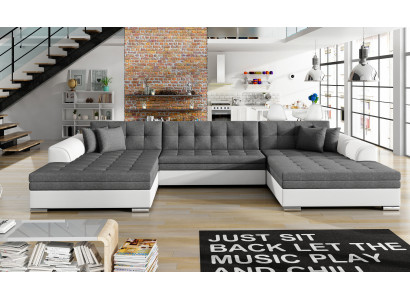 Design Corner sofa Sofa bed Bed function Couch Leather Upholstery Textile Sofas new 1070
