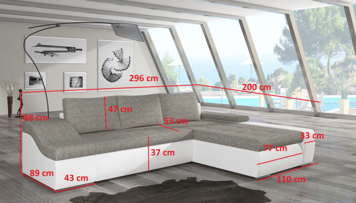 Modern Corner sofa Ontario Bed function Living room Couch Textile Sofas Sleep