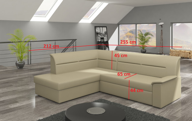 Design Corner sofa Elano L-shape Bed function Couch Leather Textile Sofas