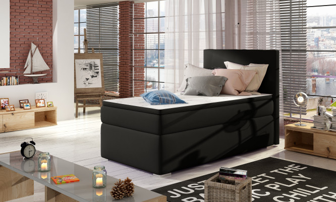 Boxspring Bed Hotel Beds 90x200cm Leather Complete bed base Topper