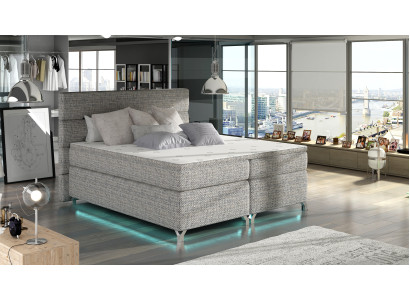 Boxspring Bed 180x200cm Beds Hotel Leather Complete bed base Topper
