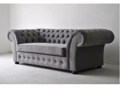 Sofa 3 Seater Fabric Design Couch Upholstery Sofas Textile Modern Chesterfield Gray