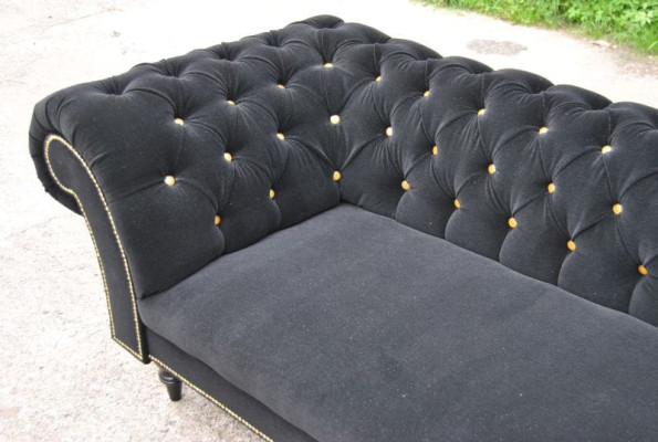 Fabric Design Couch Upholstery Textile Modern Sofa Chesterfield 3 Seater Black