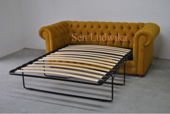 Chesterfield Three Seater Velvet Couch Upholstery Sleep Sofa Couch Bed function new