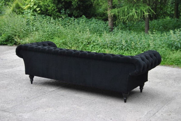 Fabric Design Couch Upholstery Textile Modern Sofa Chesterfield 3 Seater Black