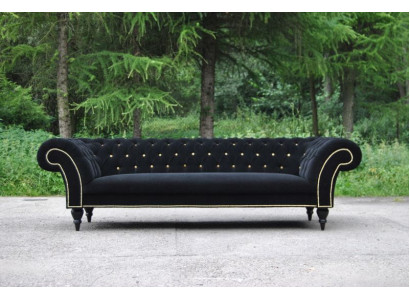 Fabric Design Couch Upholstery Textile Modern Sofa Chesterfield 3 Seater Black