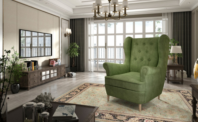 Lounge Ears Armchair Club Designer Furniture TV Sofa Chair Velvet Upholstery Seat new