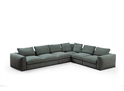 Living landscape Corner sofa L-shape Wood with Textile Modern Couch new green