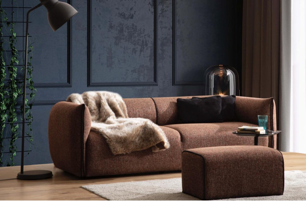 Luxury Couch 4+1 Furniture Sofa Couches Sofa set 2 pieces. Sofa set brown