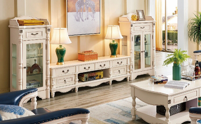 Display case Living room Glass Classic 2 pcs. Showcase Wardrobe Shelf Shelves Wood Set