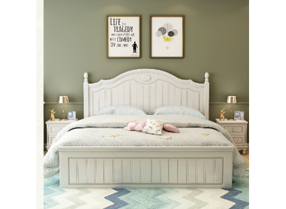 Bed Country House Style Beds Double Wood Luxury Design Furniture Bedroom Wooden bed