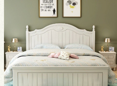 Bed Country House Style Beds Double Wood Luxury Design Furniture Bedroom Wooden bed