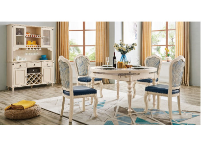 Group Dining Room Table 4x Chair Set Wood Suite Tables Round 5pcs. Sets Furniture