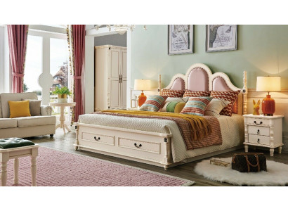 3 pieces Set Bedroom 2xNight Table Wood Designer Bed Luxury Classic new