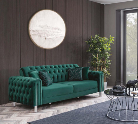 Green Chesterfield Couch Furniture Sofa Living room Luxury Furnishings 230cm