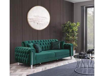 Green Chesterfield Couch Furniture Sofa Living room Luxury Furnishings 230cm