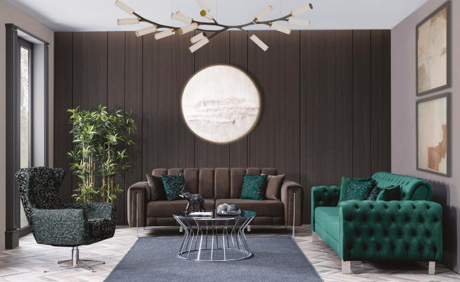 Green Chesterfield Couch Furniture Sofa Living room Luxury Furnishings 230cm