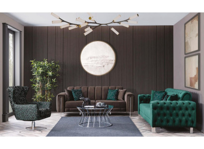 Chesterfield Design Couch Set Upholstery Furniture Seating group Sofa set 3pcs
