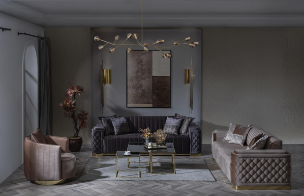 Luxury Couch 3+1 Furniture Sofa Couches Sofa set Chesterfield 2-piece.