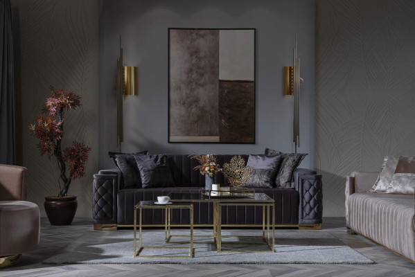 Luxury Couch 3+1 Furniture Sofa Couches Sofa set Chesterfield 2-piece.