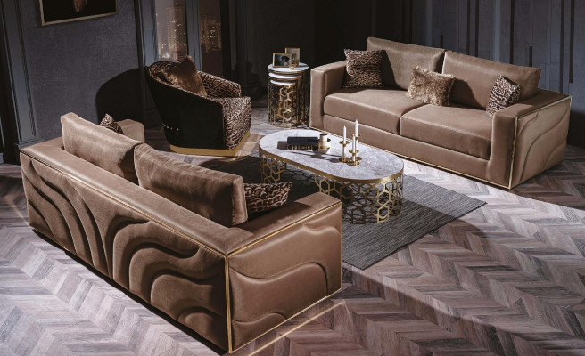 Design Furniture Luxury Sofa Set Couch Upholstery Set Velvet Tiger Sofa 3 Pieces