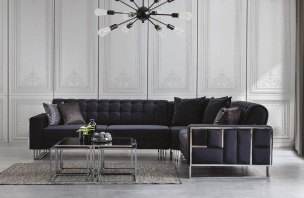 Luxury Corner sofa Textile Couches Furniture Corner suite Metal elements Couch Sofa