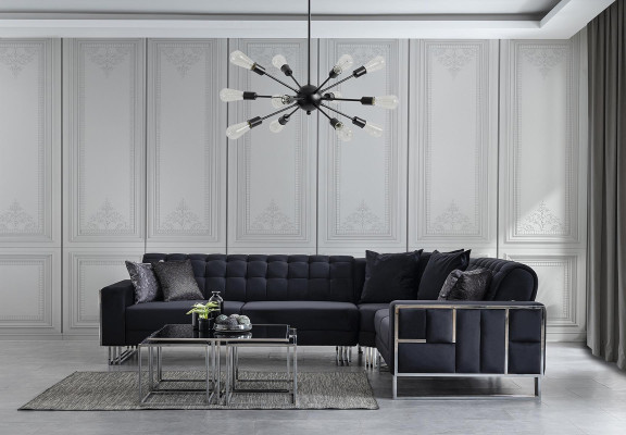 Luxury Corner sofa Textile Couches Furniture Corner suite Metal elements Couch Sofa
