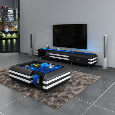 Sideboard Leather TV-cabinet illuminated Living room Furniture Designer Lowboard