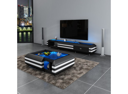 Sideboard Leather TV-cabinet illuminated Living room Furniture Designer Lowboard