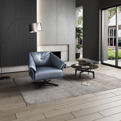 Armchair Design Luxury Relax Club Lounge Single Seat Upholstery Fabric Leather