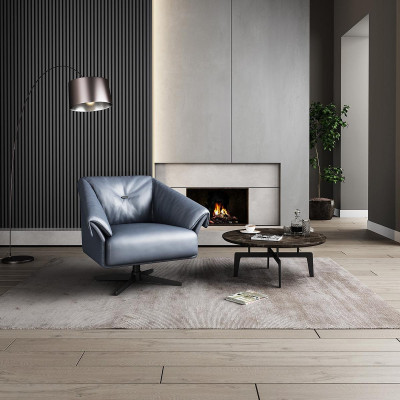 Armchair Design Luxury Relax Club Lounge Single Seat Upholstery Fabric Leather
