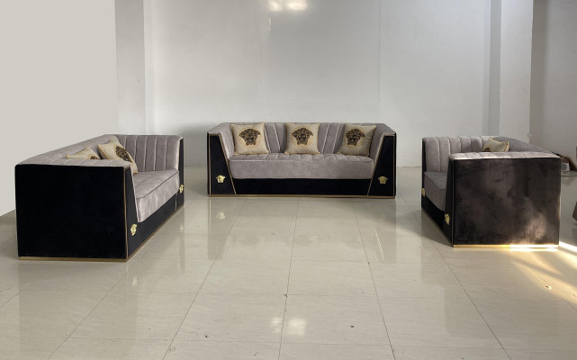 Luxury Sofa 2 Seater Furniture Design Upholstery Black Textile Velvet Sofas Couches