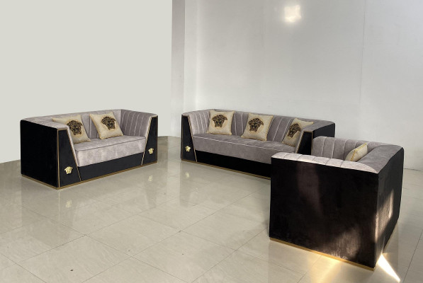 Luxury Sofa 2 Seater Furniture Design Upholstery Black Textile Velvet Sofas Couches